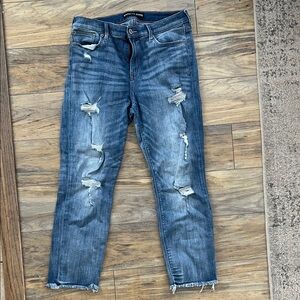 Express Ripped Ankle Jeans in Blue